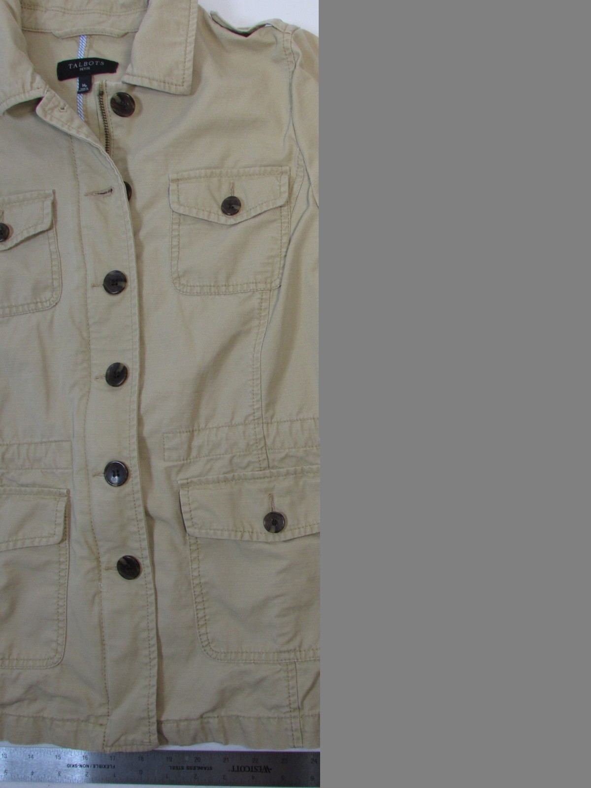 talbots beige utility jacket size medium nwt pock… - image 3