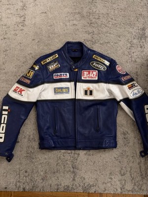 Icon Neo Daytona leather motorcycle racing jacket 42 | eBay