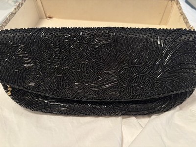 Vintage II Yama s Bead Evening Clutch Purse Made In Japan Black