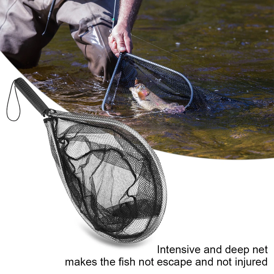 Fliegenfischen Kescher Handlandung Nylon Netz Forelle Fang Release Scoop Net. Neu