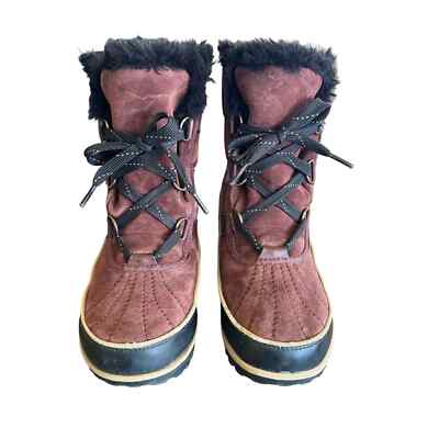 Sorel Tivoli II Waterproof Suede Short Snow Boots Burgundy Size