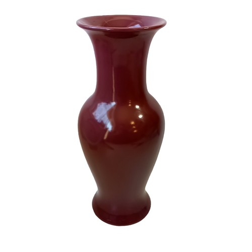 Vintage Hyalyn USA Art Pottery Vase Mauve Dark Red 14" #872 Burgandy Wine 80s - Picture 3 of 6