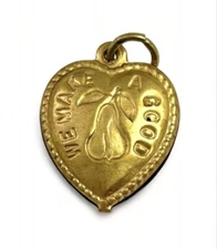 Vintage Charm Puffy Heart Pendant WE MAKE A GOOD PAIR Vintage Jewelry Gift Brass