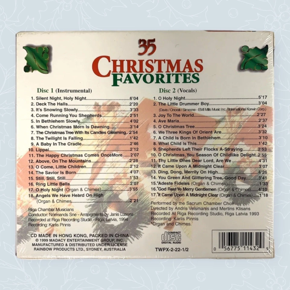 35 Christmas Favorites CD Box Set (2 Disc Set) - Vintage 1991 - New & Sealed - Image 3 of 4