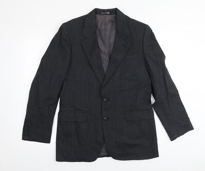 ExecuteX Herren Anzugjacke grau gestreift Wollmischung Größe 38 Reg