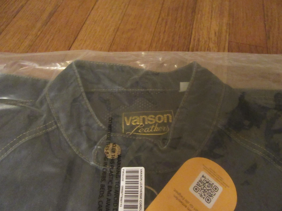 Supreme Vanson Leathers Cordura Denim Jacket Size Large Blue FW22