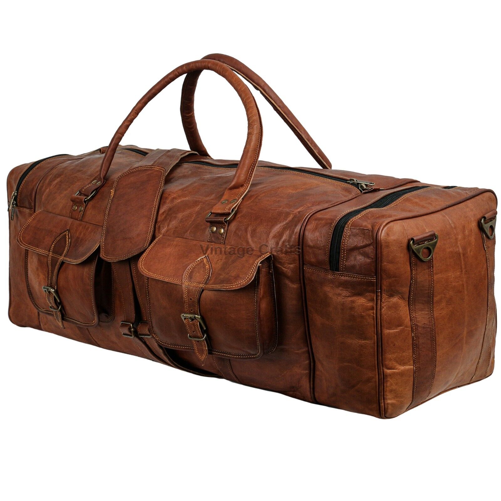 Leather Duffel Bag 32 Inch Square weekender Travel Gym Sports luggage for  unisex
