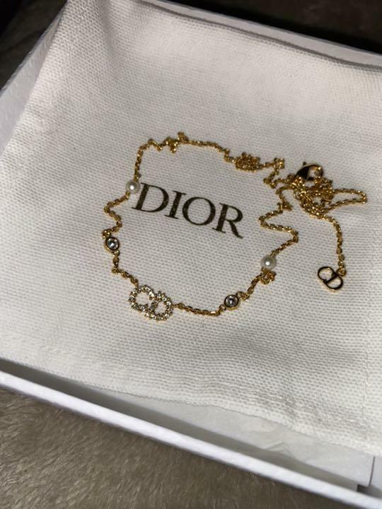 Dior CLAIR D LUNE Necklace Metal Resin Pearl Crystal CD Logo Dior CLAIR D LUNE Necklace Metal Resin Pearl Crystal CD Logo