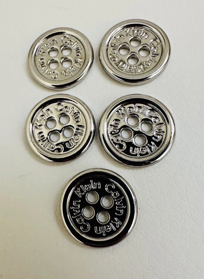 Calvin Klein replacement button silver metal 4-hole set of 5 signature - Image 2 of 4