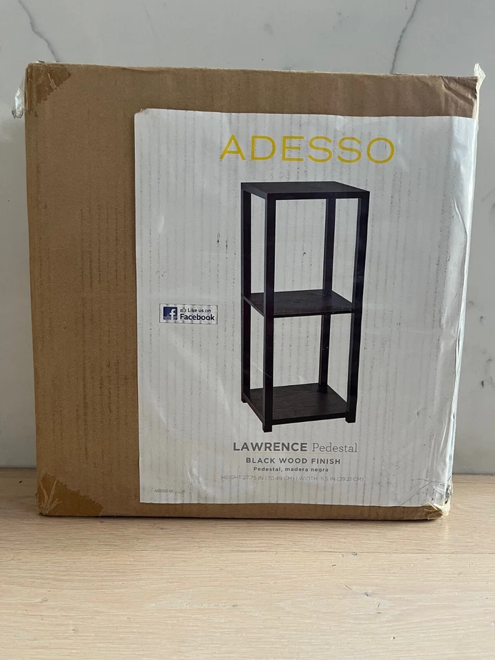 Pedestal Corto Adesso Lawrence Con Estantes Cuadrado Madera Negra Nuevo En Caja Foto 2 de 2