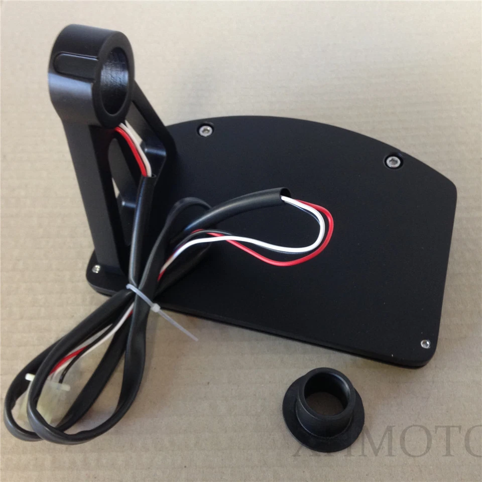 Conjunto de matrícula lateral de motocicleta luz de freno trasera LED cromada NEGRA Foto 4 de 4