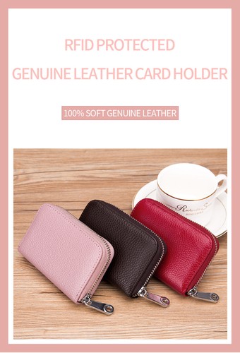 RFID Blocking Women’s Genuine Leather Wallet Credit Card Holder Zipper Pocket - Picture 6 of 22