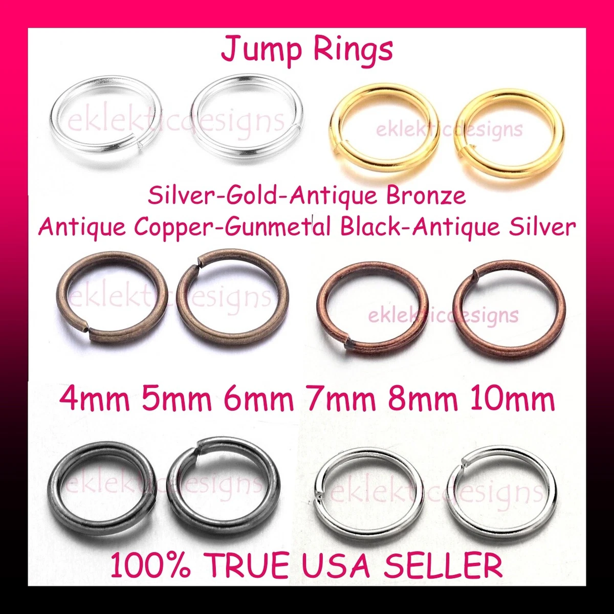 4mm 5mm 6mm 7mm 8mm 10mm Silver Gold Bronze Copper Gunmetal Open