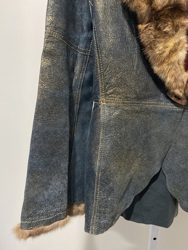 Jean Crisan Leather Jacket Fur Trim Size M Women's - Picture 4 of 12