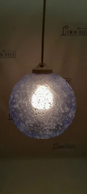 SUSPENSIONS BOULE EN VERRE BLEU VINTAGE- CIRCA 1980 - Photo 1/4