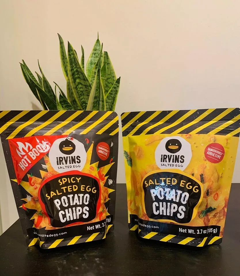 Irvins Salted Egg Chips Sold by 2s Regular Spicy Fast