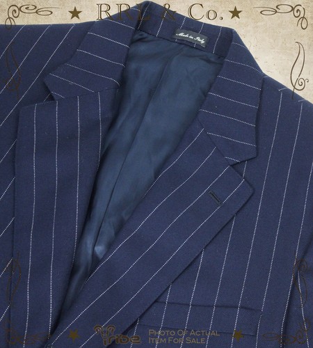 RRL Ralph Lauren Mens Navy Blue Suit Jacket Italian Stifle Pin Stripe Wool $1190 - Picture 2 of 4