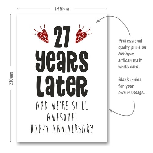 28th Anniversary Card - 28 Years Still Awesome - Him Her Wedding Twenty Eight - Picture 2 of 3