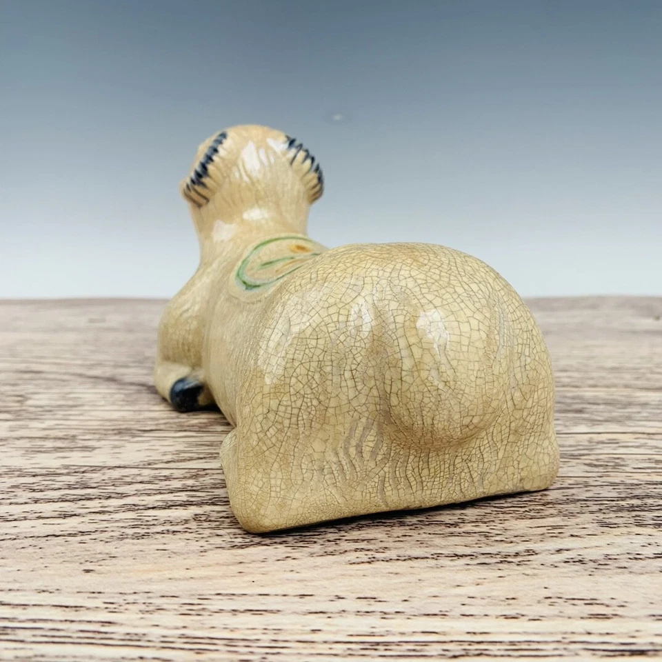 10" China manual Porcelain Song dynasty Tricolor sheep statue - Image 2 of 4