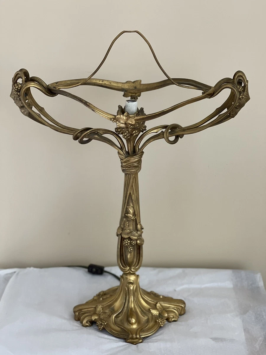 Antique Pair French Art Nouveau Dore Bronze Lamp Base