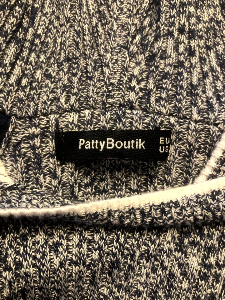 Suéter con Capucha PattyBoutik Mujer Azul Blanco Manga Larga Marleado Raglán Talla M Foto 3 de 4