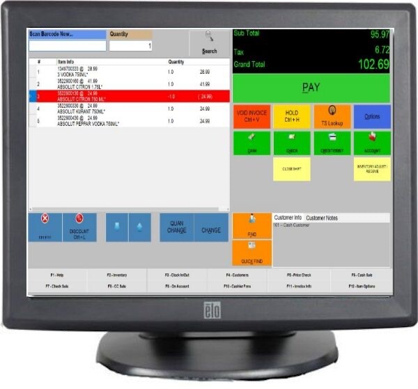 pcAmerica CRE POS System Cash Register Express Convenience Store I3/8GB