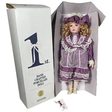 1st Impressions Hand Crafted 24" Porcelain Doll LISHA or MARIE Box Purple Dress