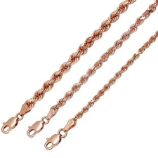 14k Solid Rose Gold Rope Chain Necklace 2.5mm-4mm Men's Women Size 16"-30"