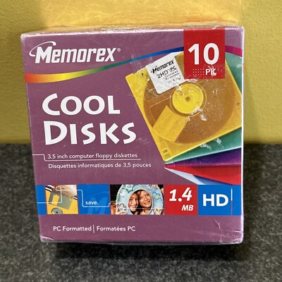 10X Memorex 2HD 3.5'' Floppy Computer Diskettes PC Format Cool Disks New