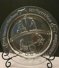 MARGERY DAW CHILD'S PLATE CLEAR GLASS DIVIDED 8.5"