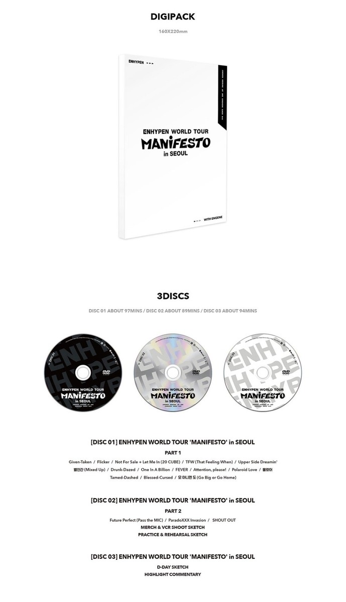 ENHYPEN - WORLD TOUR MANIFESTO in SEOUL (DVD) Disc Photo