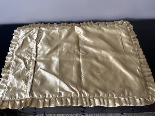 VTG Jaipur Satin Embroidered Peacock Quilt Bedspread Blanket Queen Size Gold - Picture 17 of 23