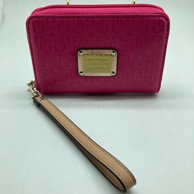 Guess Los Angeles Womens Hot Pink Zip Around Wallet/Wristlet 6