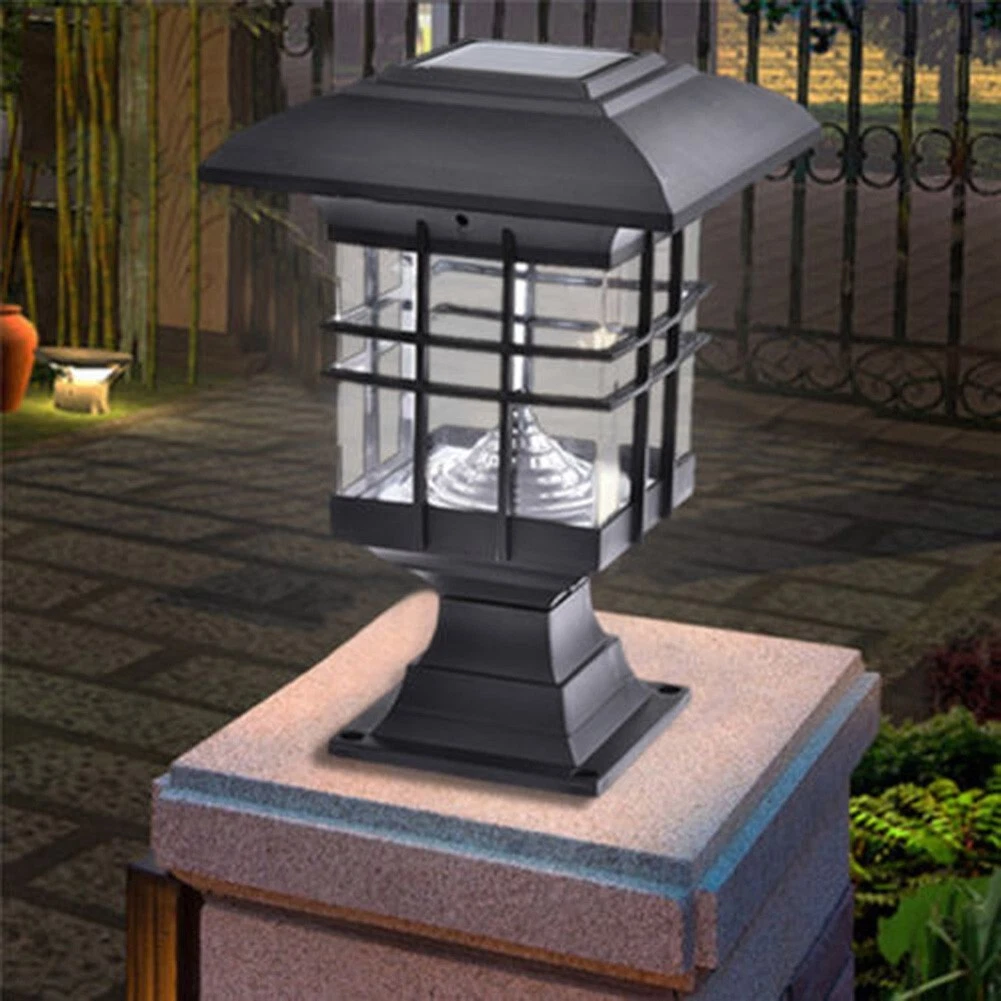 Solar powered wall mount led light outdoor garden path landscape fence yard lamp deals