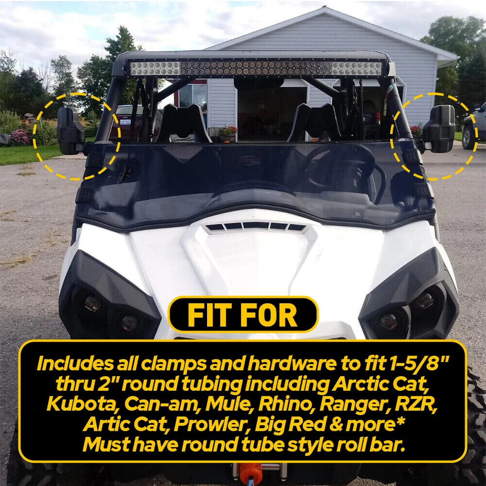 UTV Rear View Side Mirrors Set For Polaris Ranger RZR XP Crew 570 800 900 1000 Foto 4 de 4