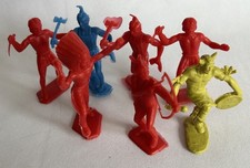 Vintage Marx Native American Plastic Multi Colored Figures Lot Of 7