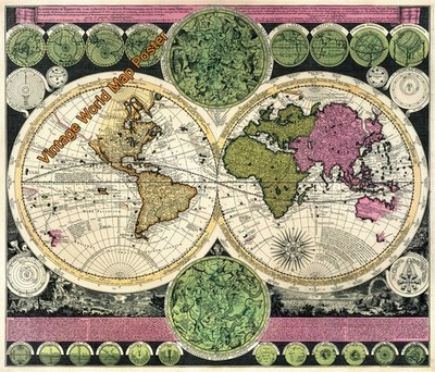 1709s Vintage World Map Old Style Poster  Celestial Planisphe  24 x 28 Inch #T31