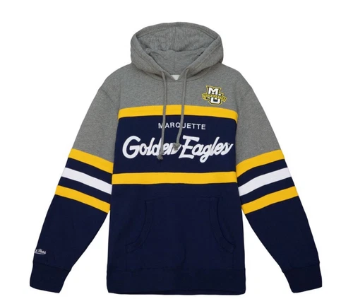 Felpa con cappuccio uomo MITCHELL & Ness Navy Marquette Gol Eagles Head Coach taglia: XXL