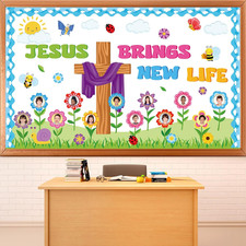 Christian Spring Bulletin Board Set for Easter Lent Classroom Decor