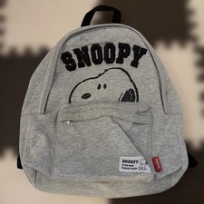 Peanuts SNOOPY Gray Sweat Backpack Charcoal Logo Embroidery Kids School Bag