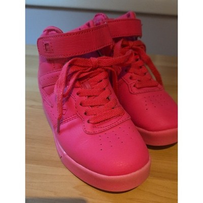 Fila Girls' Bright Pink High-Top Sneakers with Strap