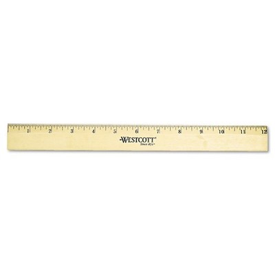 Westcott 05011 Beveled Edge Wooden Ruler, 12 Inch 1 Count (Pack of 1), Wood