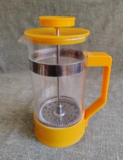 MELIOR FRENCH PRESS 💛🤎 YELLOW COFFEE MAKER Mid Century Modern 1970 Stainless 