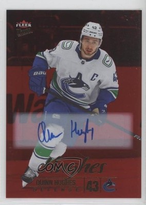 2024-25 Upper Deck Fleer Ultra Red Rainbow Foil 8/25 Quinn Hughes #87 Auto 00d2