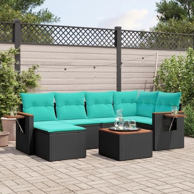 Gartenmöbel Sofa Garten Garnitur Lounge Sitzgruppe mit Kissen Poly Rattan vidaXL