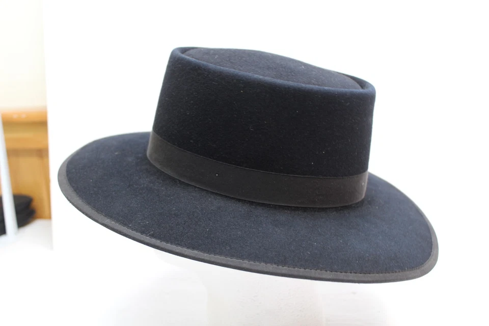 Chapéu de feltro preto Amish masculino Flying Cloud Lancaster Pa - Imagem 3 de 4