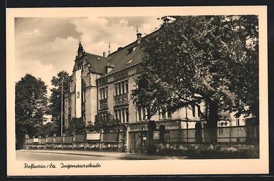 Postcard Roßwein/Sa., engineering school 