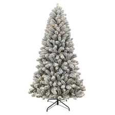 6.5' Pre-Lit Green Flocked Frisco Pine Artificial Christmas Tree with 250 Color-