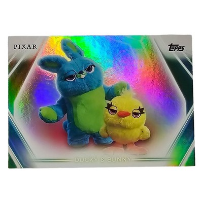 Toy Story 4 Ducky & Bunny Topps Disney Neon Rainbow Foil Card #36 NM