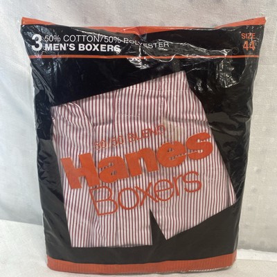 Vintage Hanes Boxers Size 44 Mens 1985 NOS Patterned 3 Pair 50/50 Blend USA Made